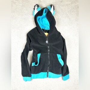 Pawstar Fluffy Mew Hoodie Blue Size Small